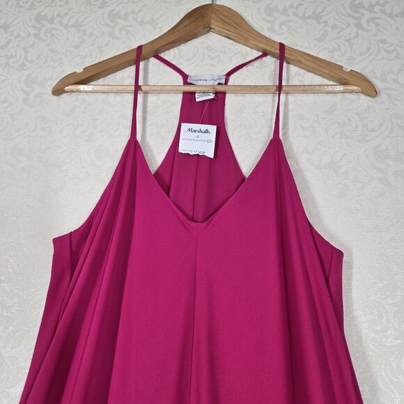 Adrienne Vittadini Maxi Slip Dress 8 Fuschia Pink V Neck Spaghetti Straps READ - Picture 2 of 13